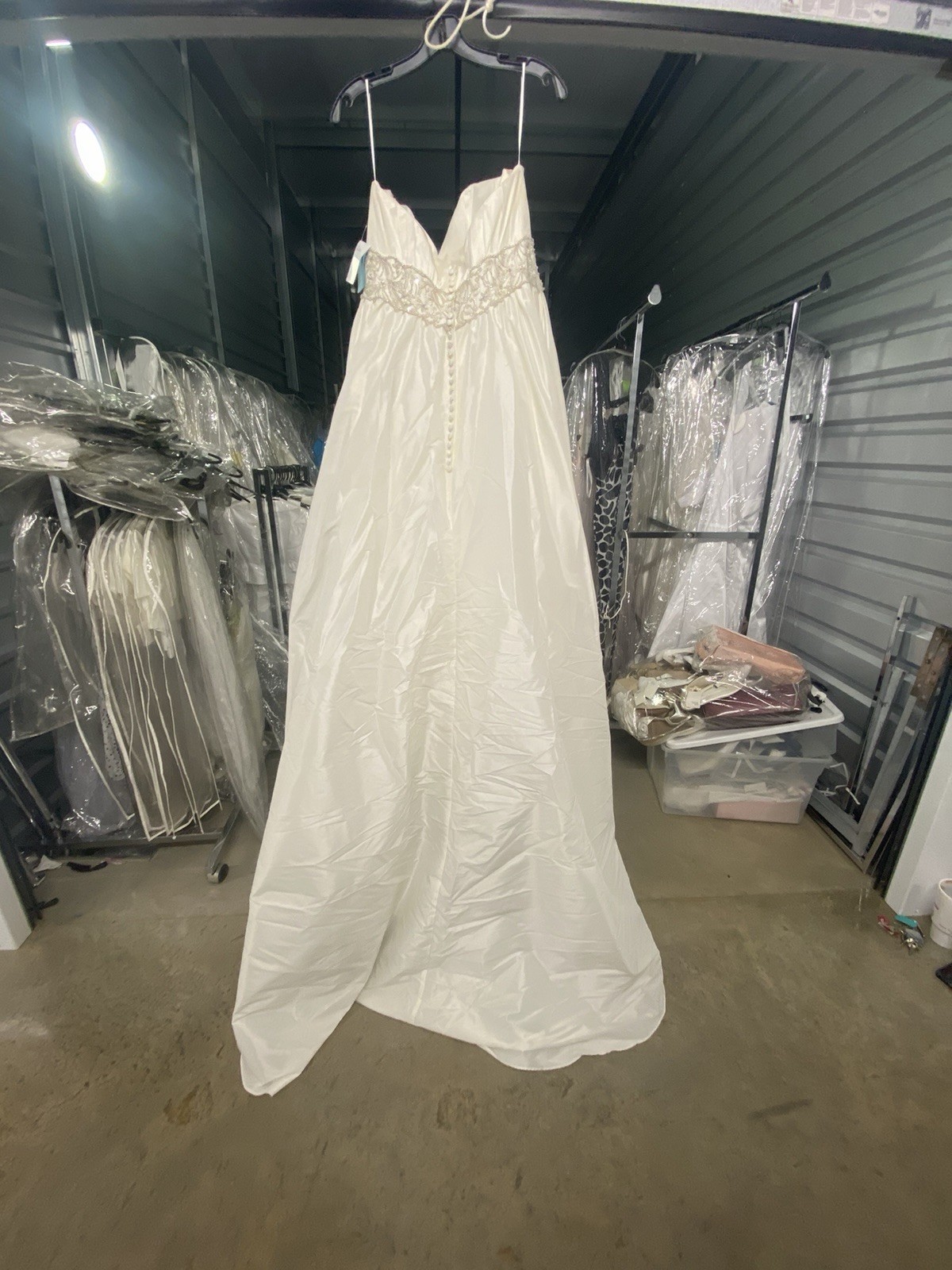 Ivory Strapless Beaded Waist A-Line Wedding Dress Sleeveless Full-Length