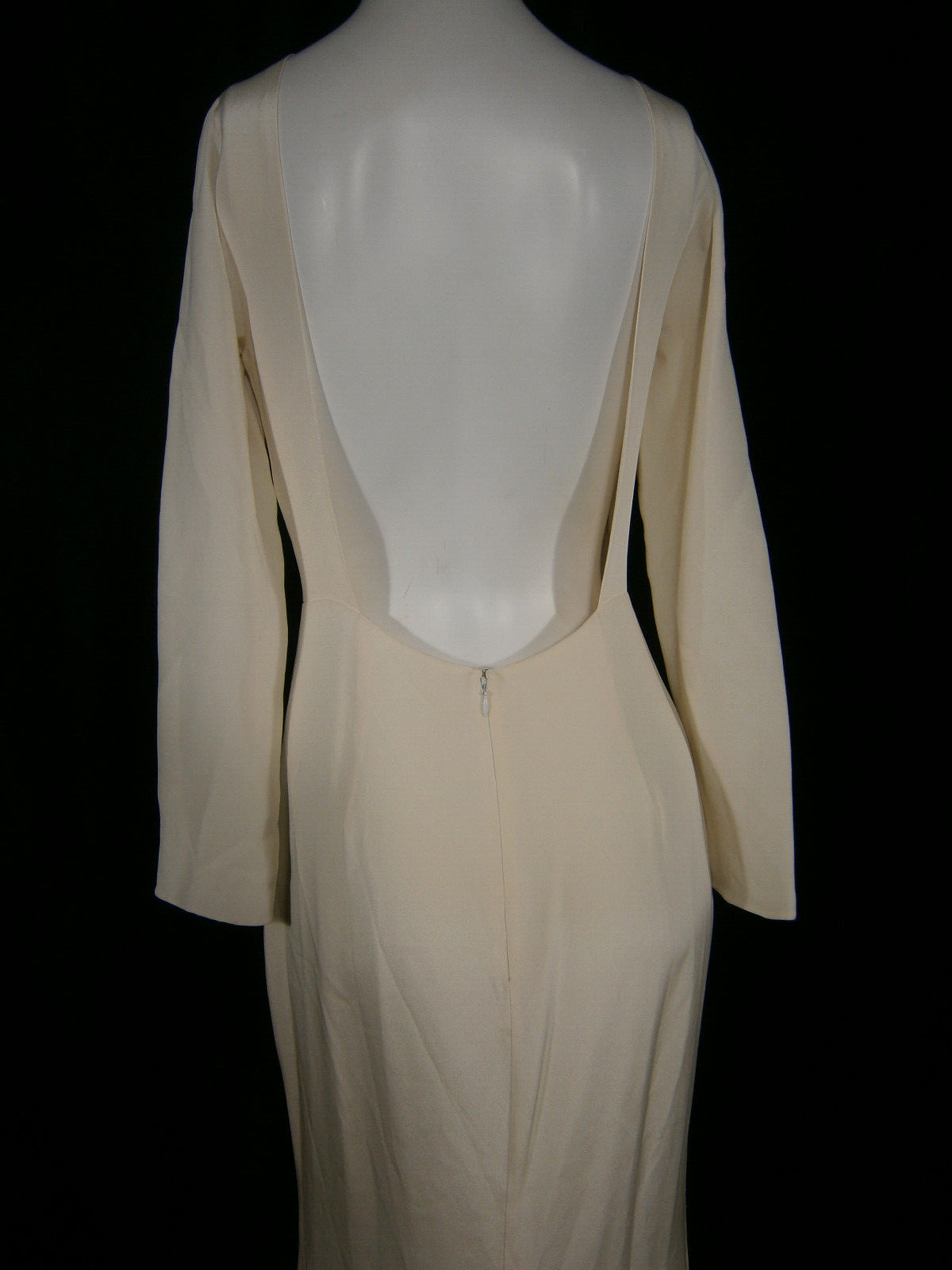 Alexandra Grecco Gemma 6 Wedding Dress Ivory Silk Crepe Slits Sleeves Modern