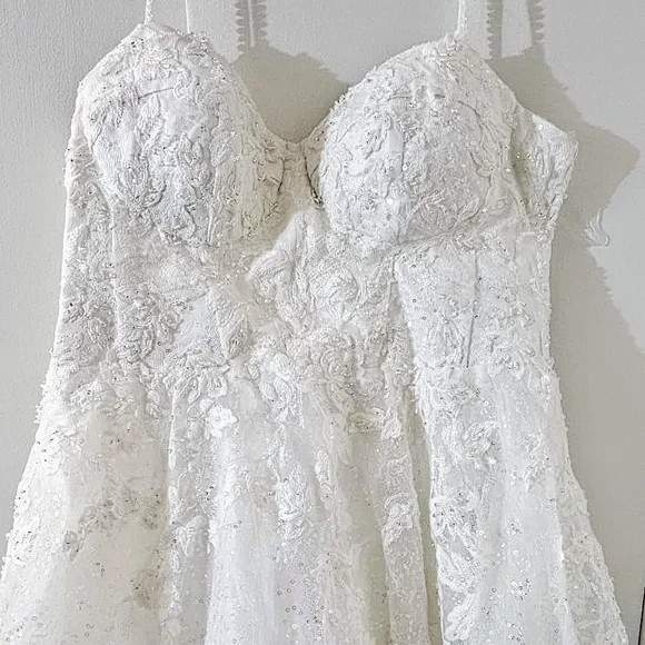 Maria Anette 5316 Elegant Sparkling Ivory White Wedding Gown With 2 Veils