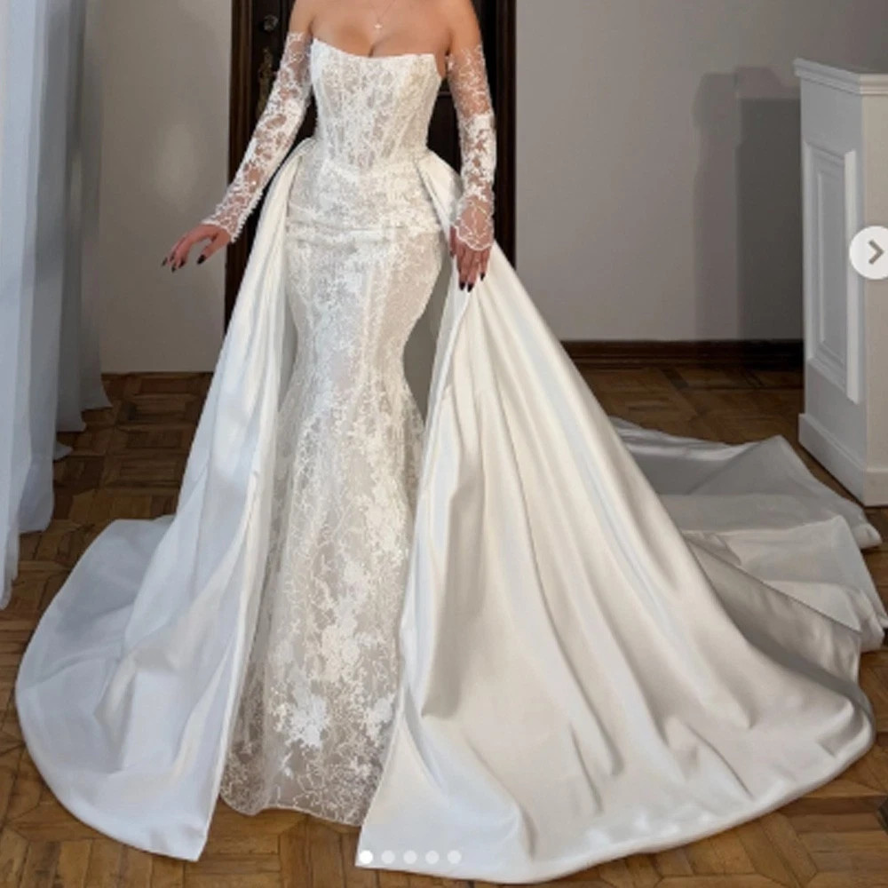 Satin Bridal Detachable Overskirt Removable Long Train for Bridal Dresses
