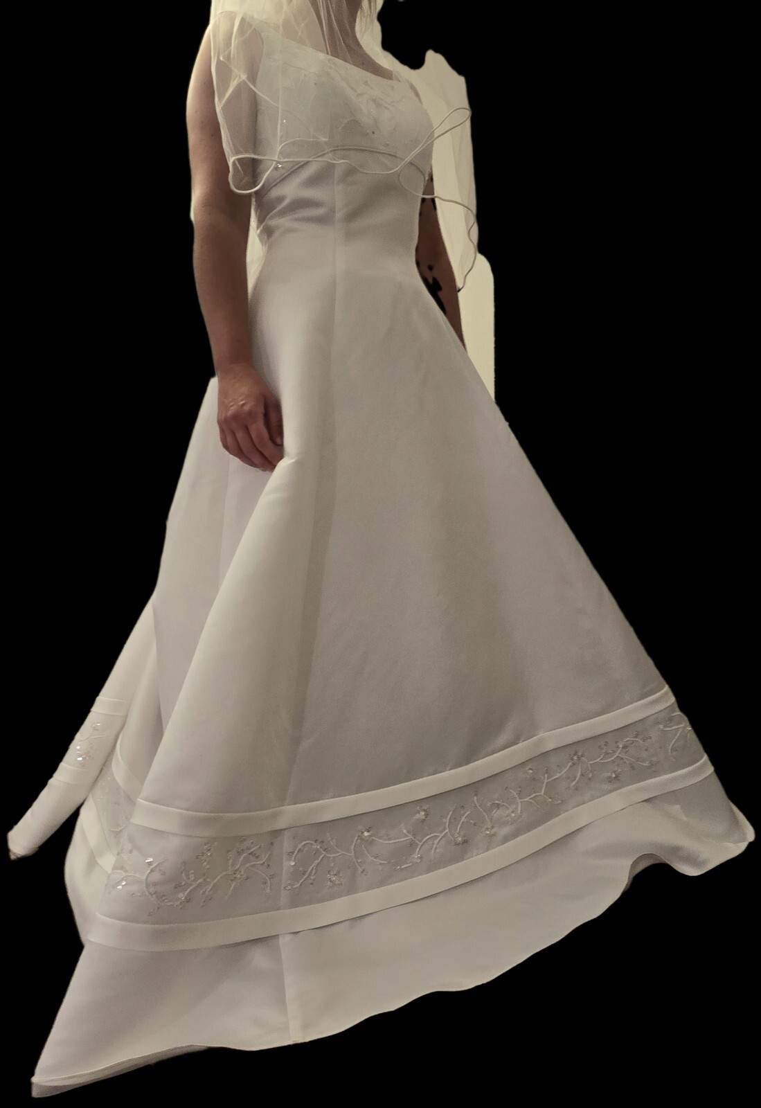 Oleg Cassini David Bridal Wedding Dress Style 2165BX size 14 White Buttons