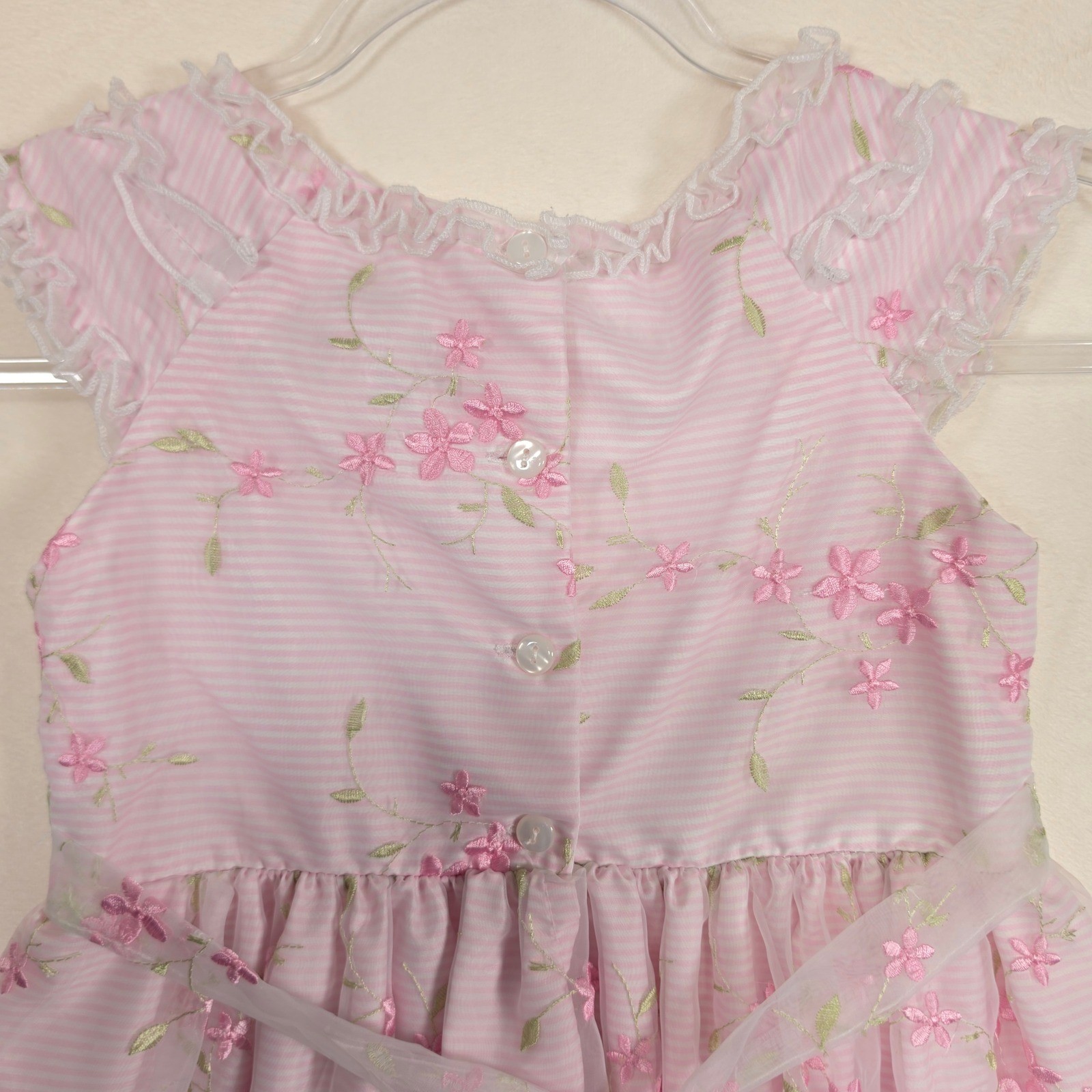 Jona Michelle Dress Girls 6X Pink White Floral Coquette Embroidered Romantic