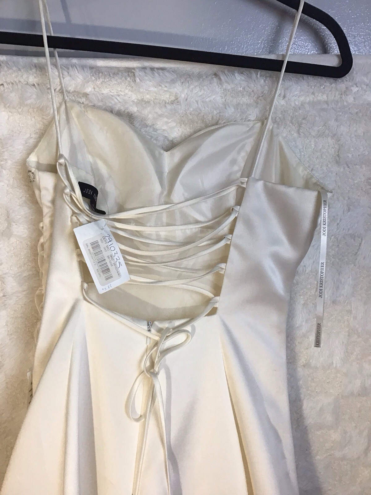 Jodi Kristopher Satin Wedding Dress A Line Gown Wt Silver Sz 5