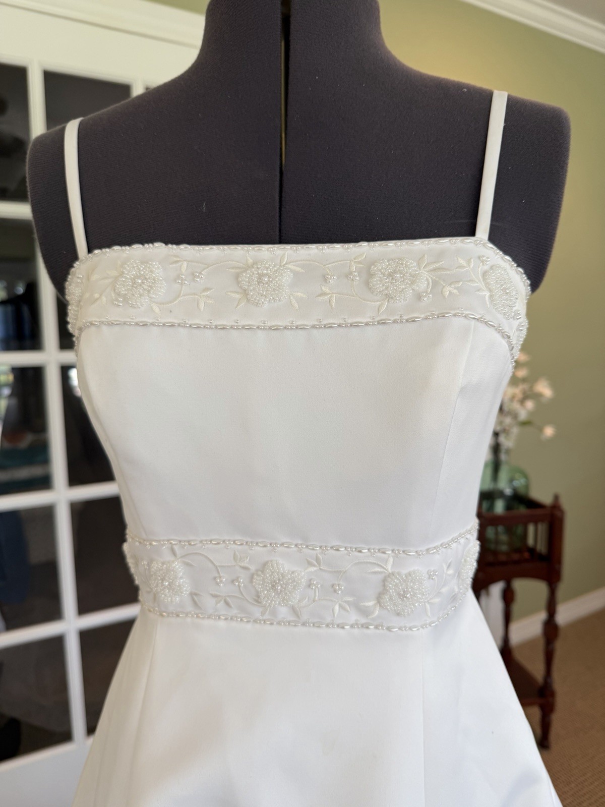 Alfred Angelo Beaded Ivory Wedding Dress Size 6 Size 8 Vintage 2000s A-Line