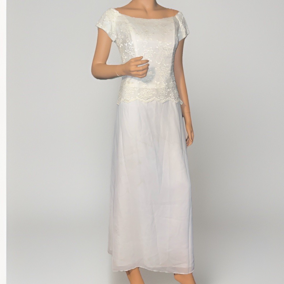 CHADWICK’S Ivory Lace Off Shoulder Wedding Formal Dress Sz 14