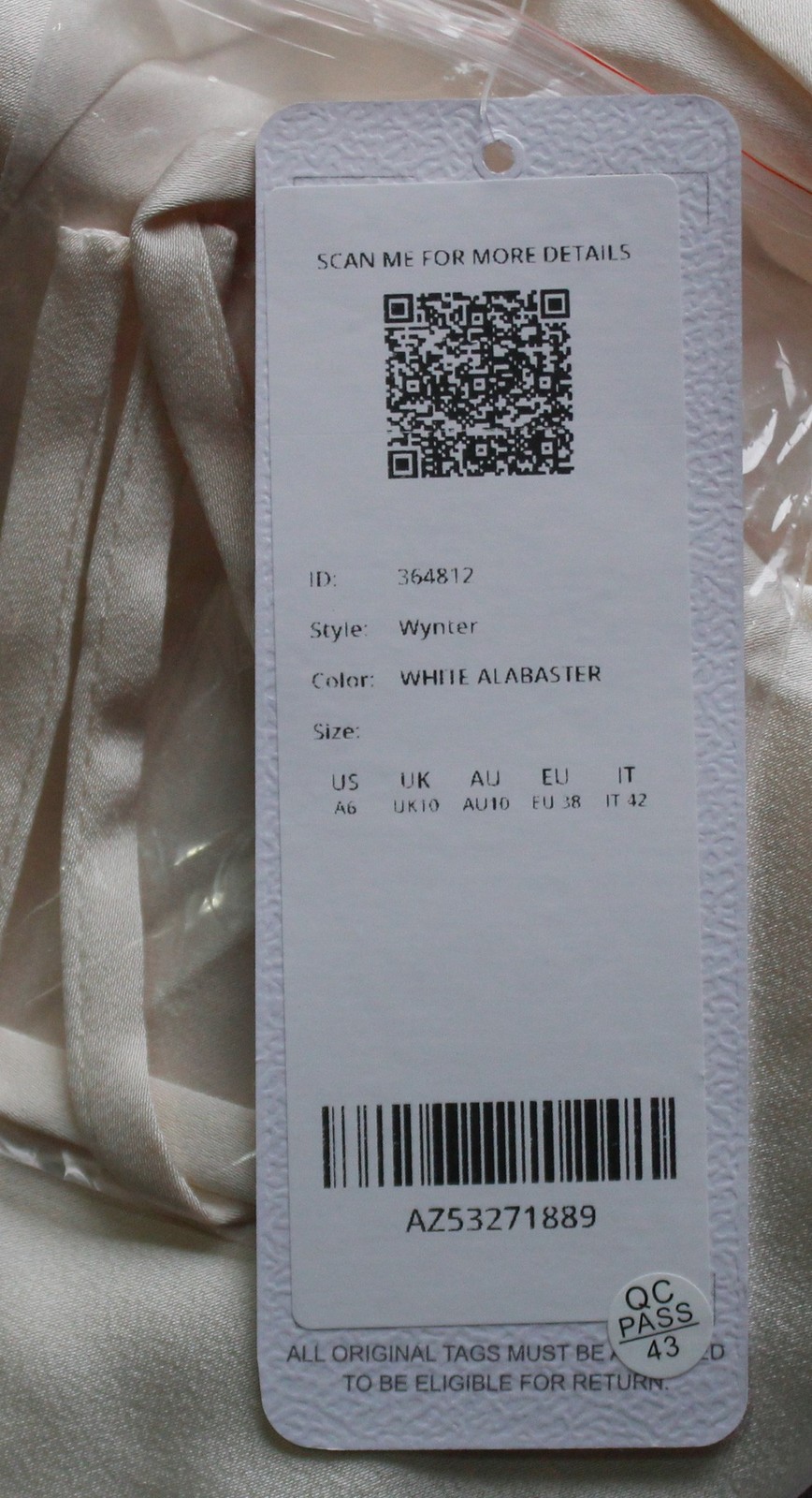 Azazie Women’s Wynter Sheath One Shoulder Satin Dress AP2 White Alabaster SizeA6
