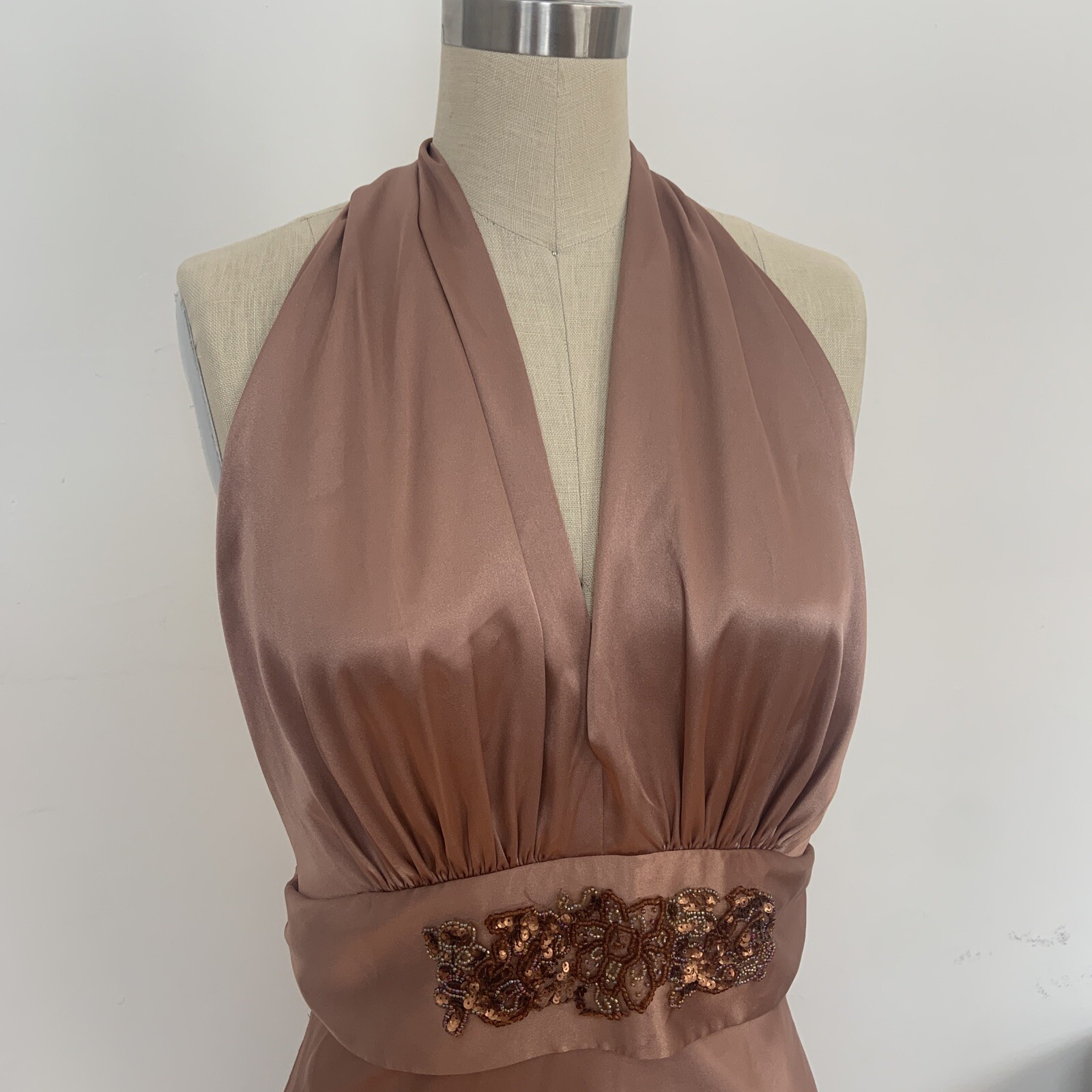 Backless Wedding Dress Champagne Dress Halter Long Dress /Formal Dress /No Train