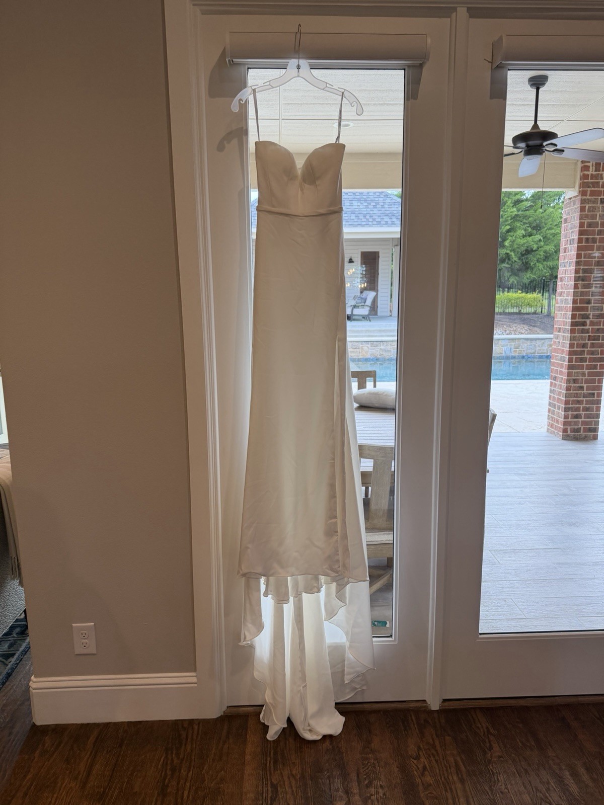 Morilee Ivory Satin Sweetheart Sheath Full-Length Button Back Wedding Dress 0