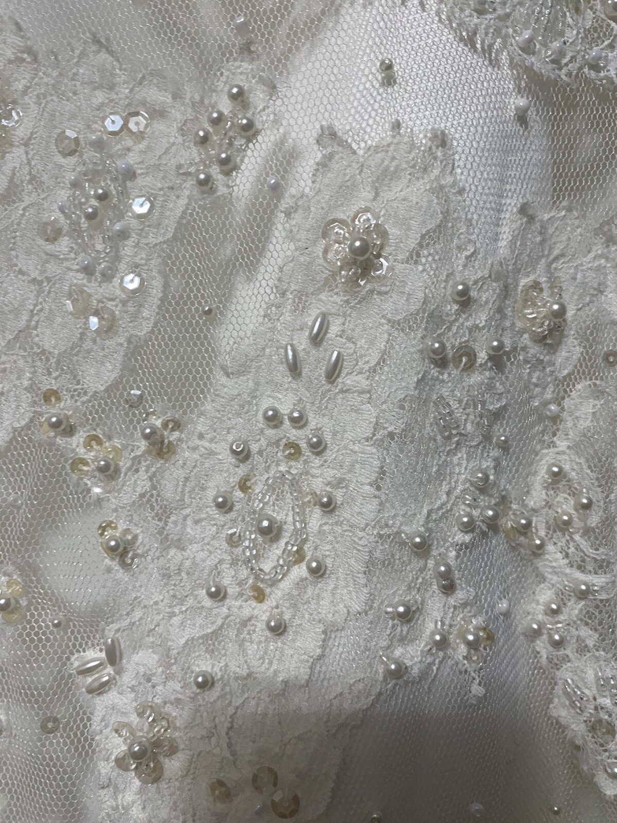 MORI LEE white straight neckline strapless gold beaded appliqué wedding dress 12