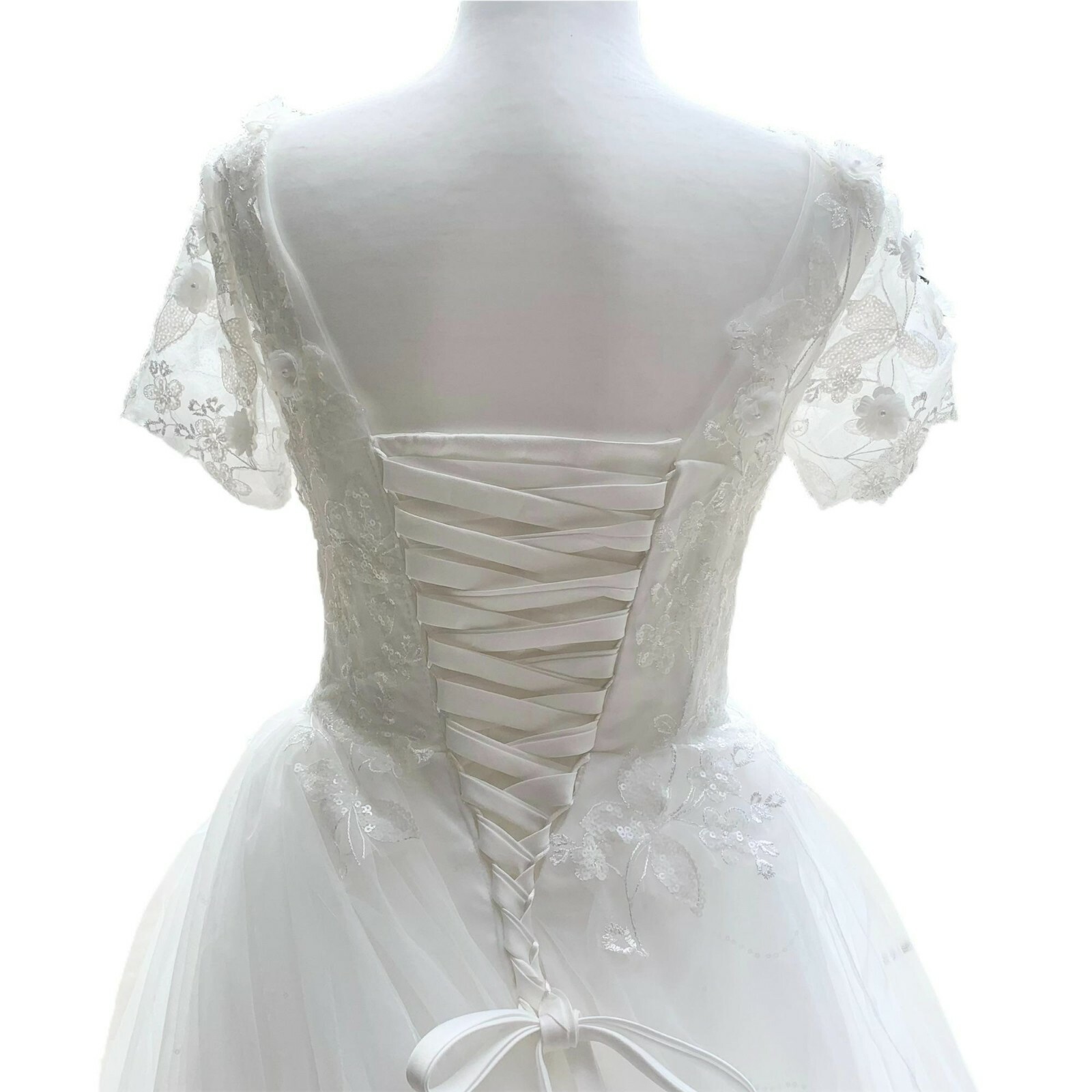 Handmade Lace Applique Tulle A-Line Wedding Dress Size 2