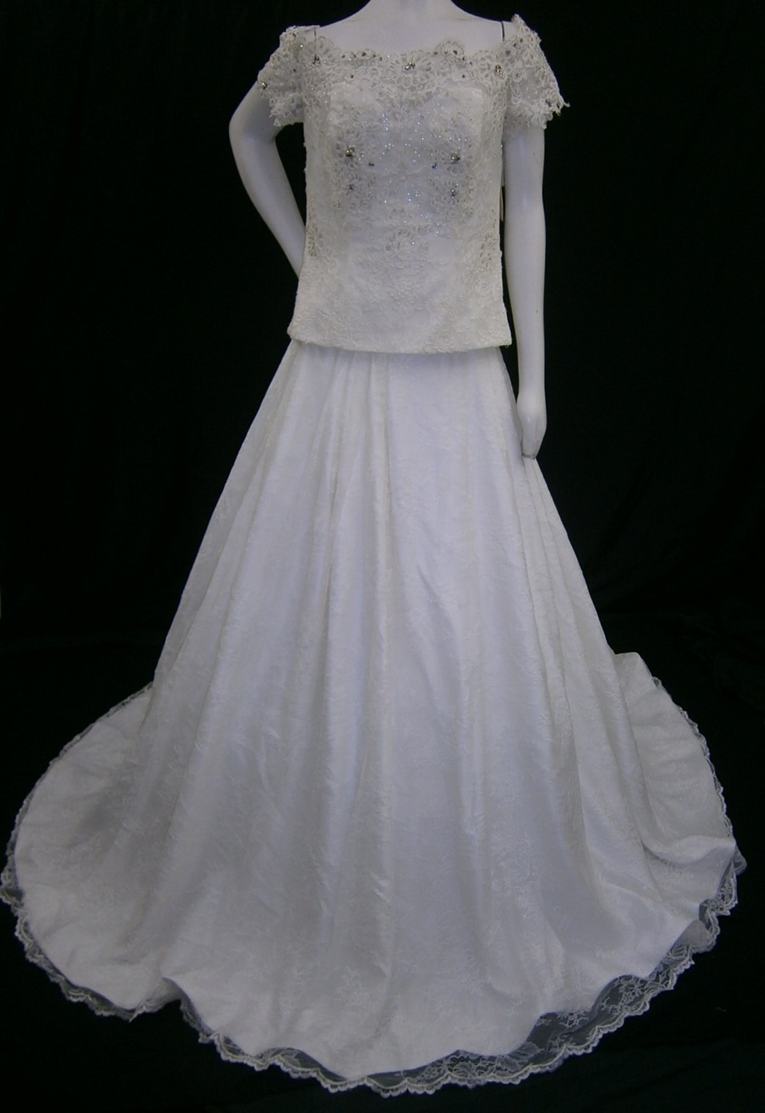 Designer Wedding SKIRT ONLY Separate 10 A-Line Lace Scallop Hem Pockets Buttons