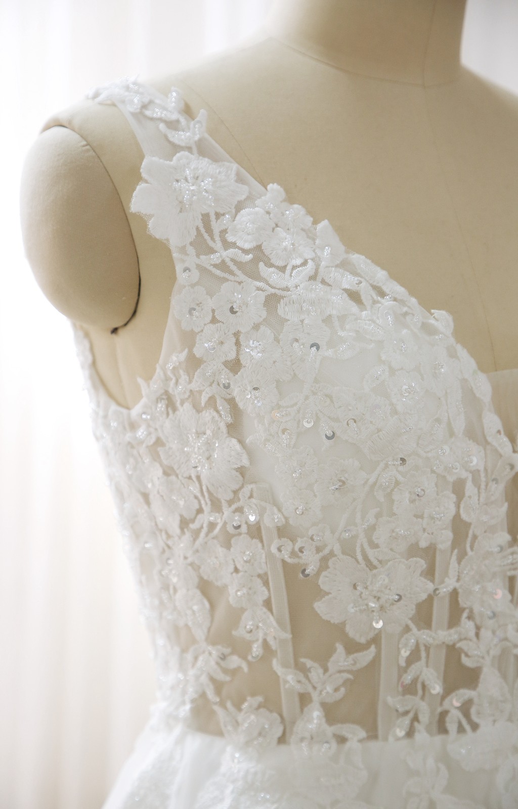 Top Glitter Lace Wedding Dress Wedding Dress Custom Made 32-60 Strappy Slit