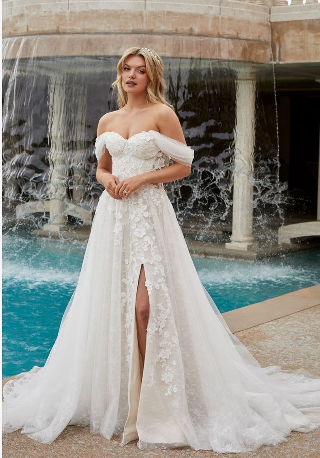 Casablanca Bridal Wedding Dress 2455 Mae Strapless Ivory Lace Sheer Train NWT
