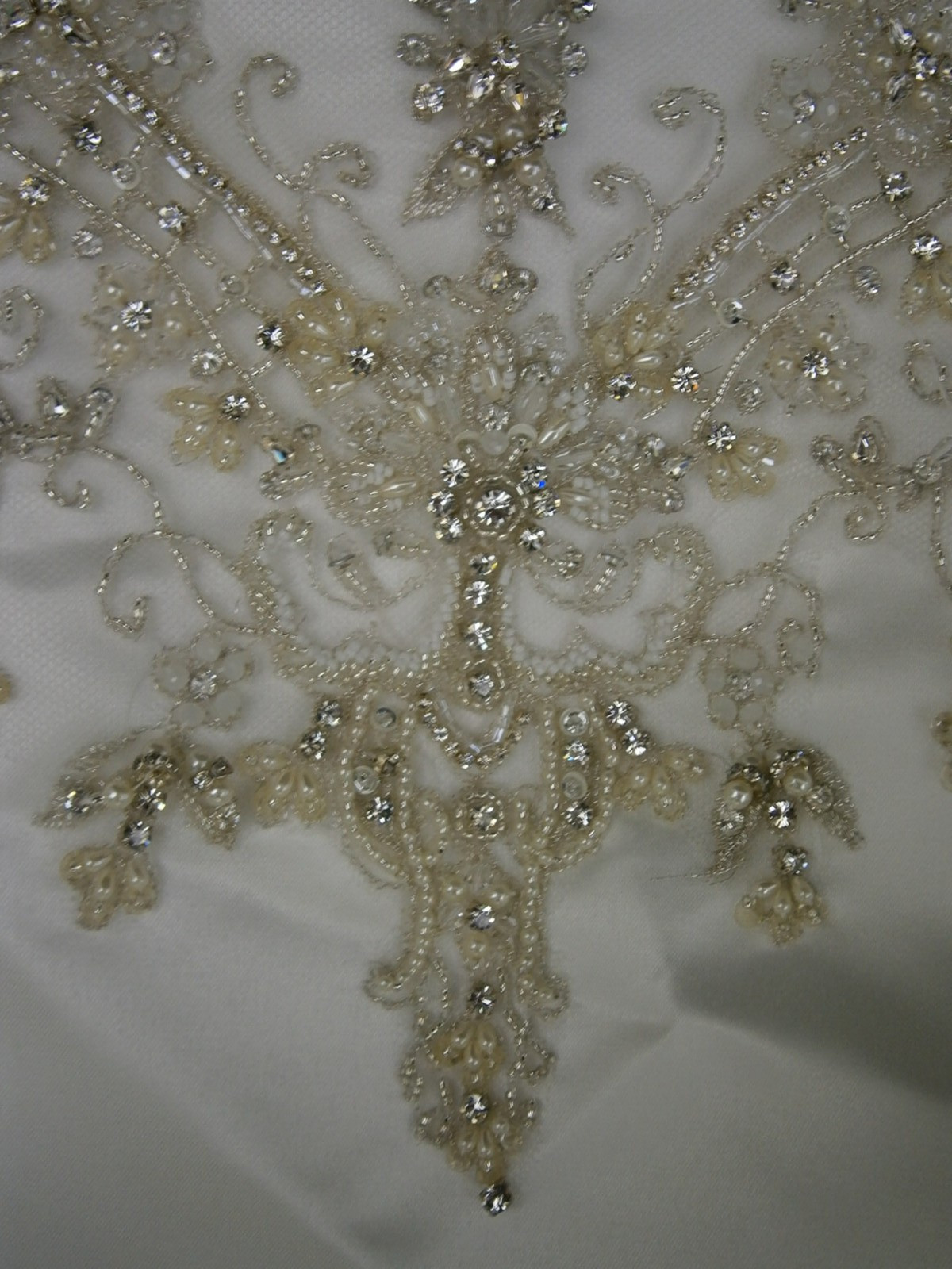 Casablanca 2141 Wedding Dress 12 White Fit & Flare Satin Beaded Illusion Elegant