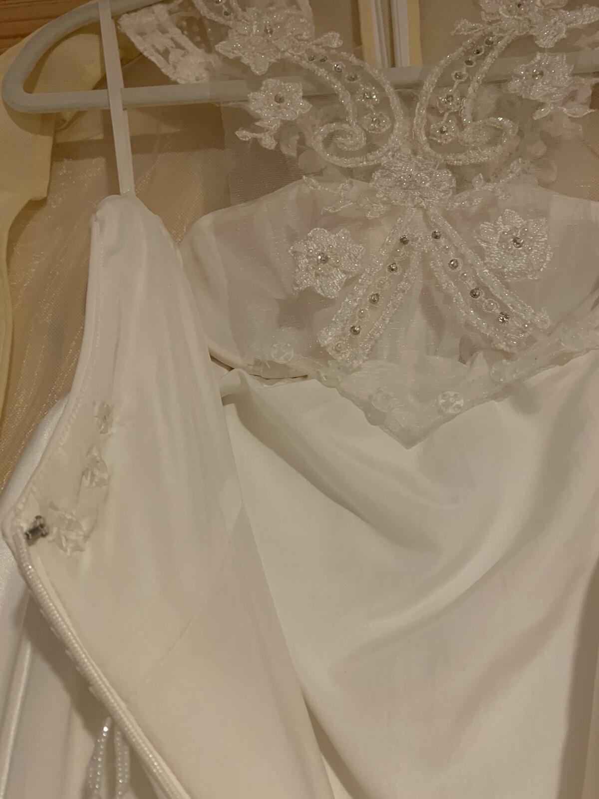 Jasmine Bridal Wedding Dress White Beaded Neck Racer Back Elastic Waist