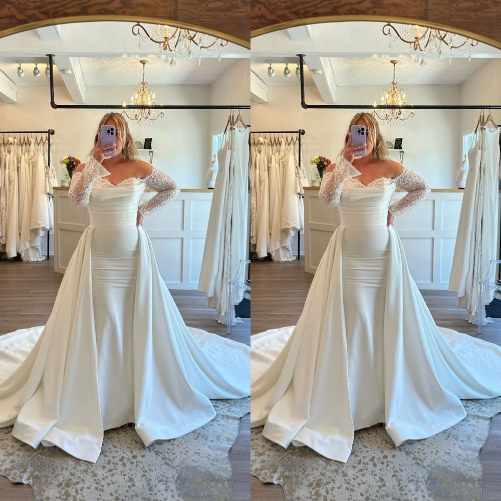 Satin Detachable Skirt Wedding Removable Train For Dresses Bridal Overskirt