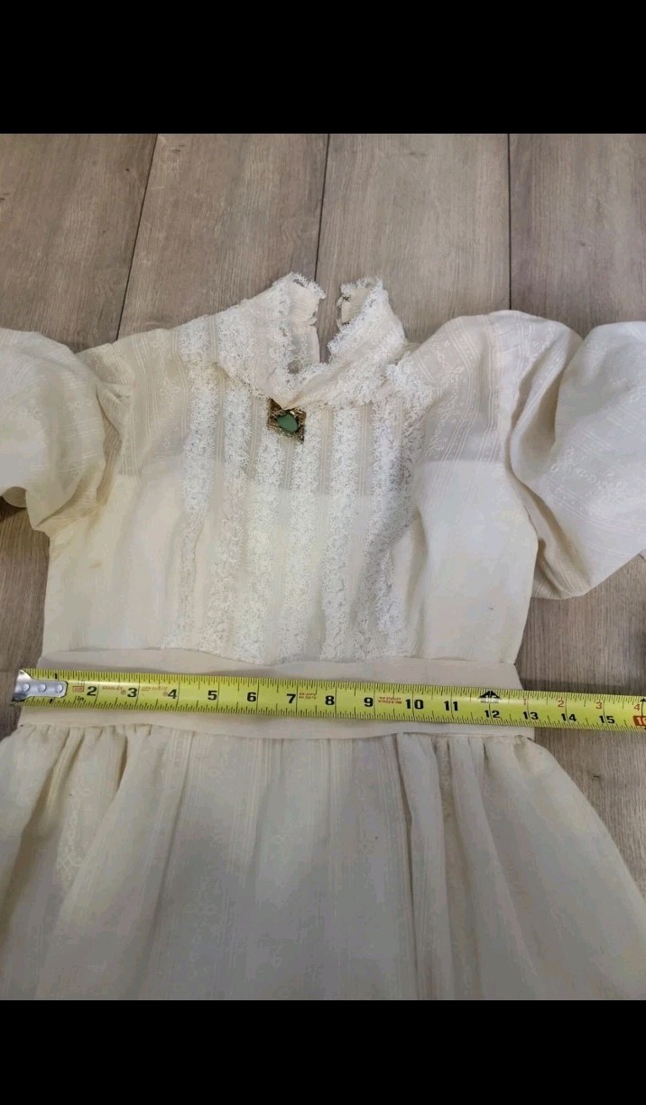 VTG Edwardian Revival Wedding Dress – High Neck Lace Long Sleeve Prairie Gown W6