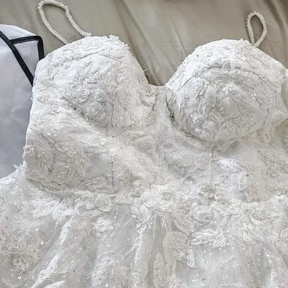 Maria Anette 5316 Elegant Sparkling Ivory White Wedding Gown With 2 Veils