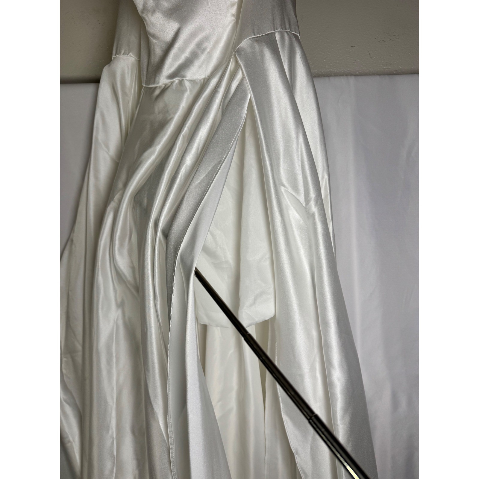 Juliet’s Bridal Chanel White Satin Corset Gown Off Shoulder High Slit Dress 28