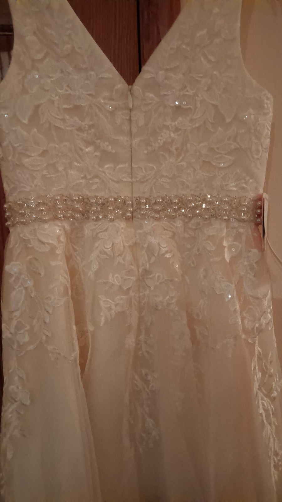 JJ’s House wedding Dress A-line V-Neck Knee-Length Tulle Lace Sz 4 NWT