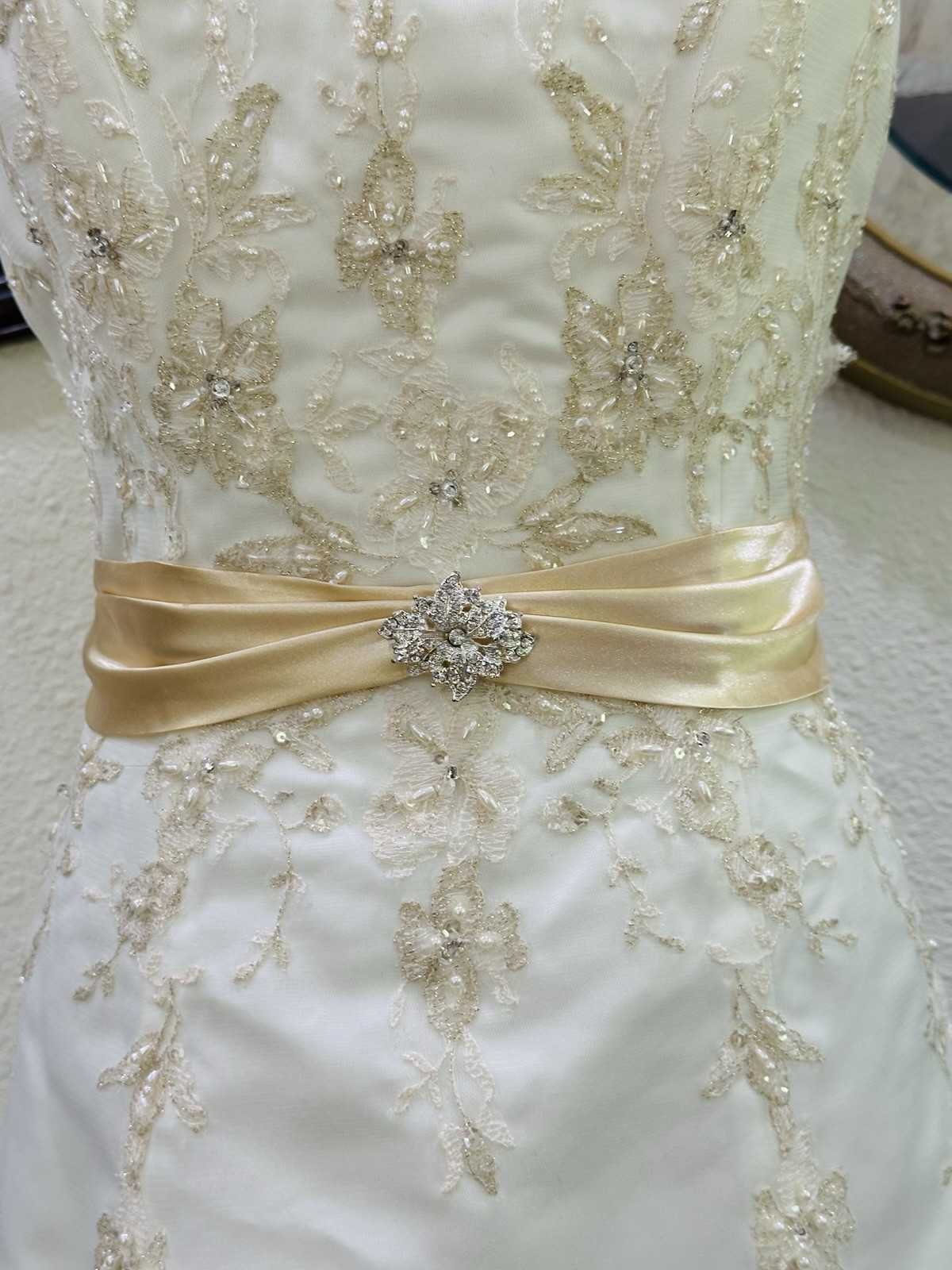 Vintage Alfred Angelo Wedding Dress | Champagne Embellished Lace Bridal Gown