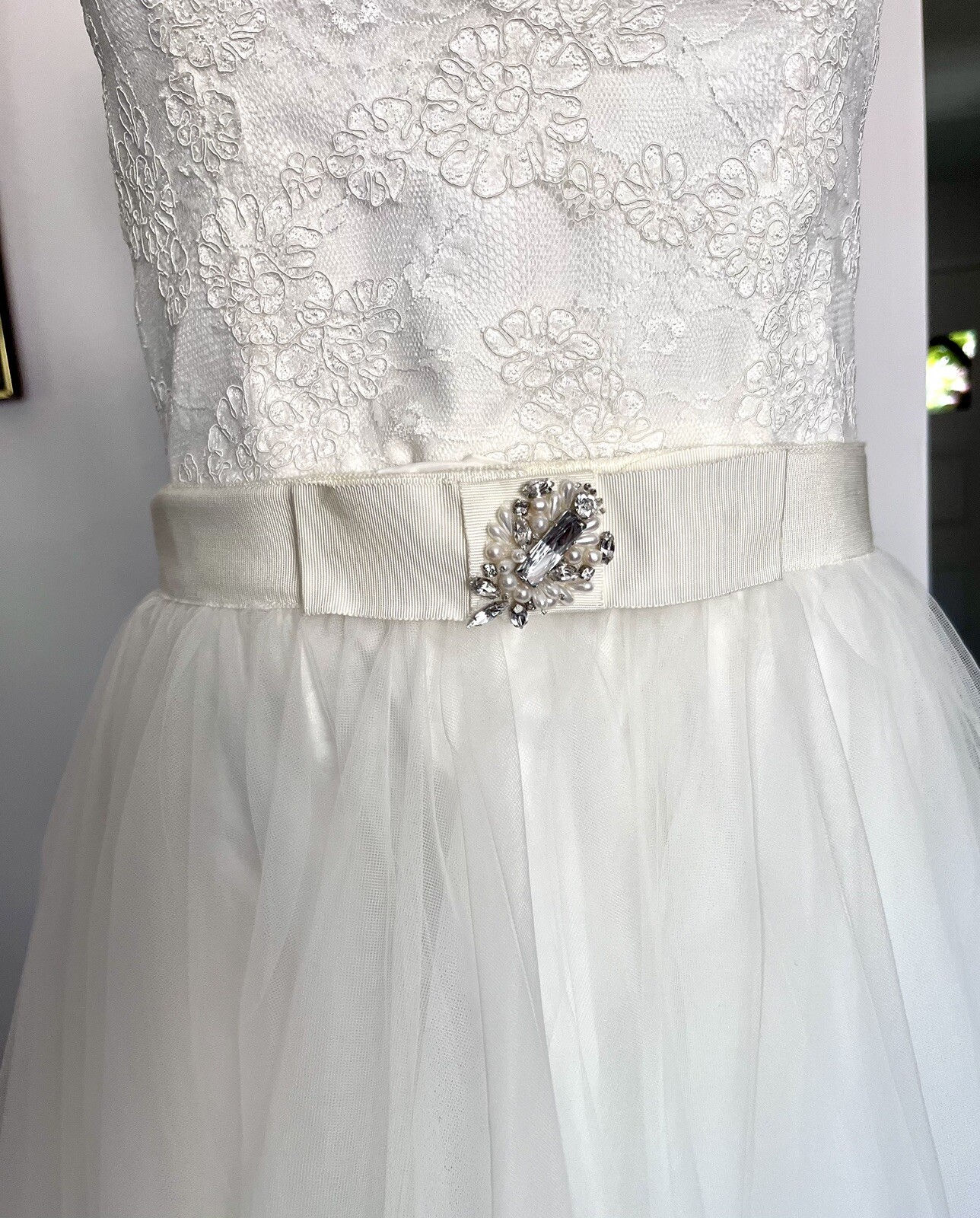 Wtoo by Watters Wedding Dress 2 In 1 Lined Tule Skirt &Lace Dress Bridal Size 12