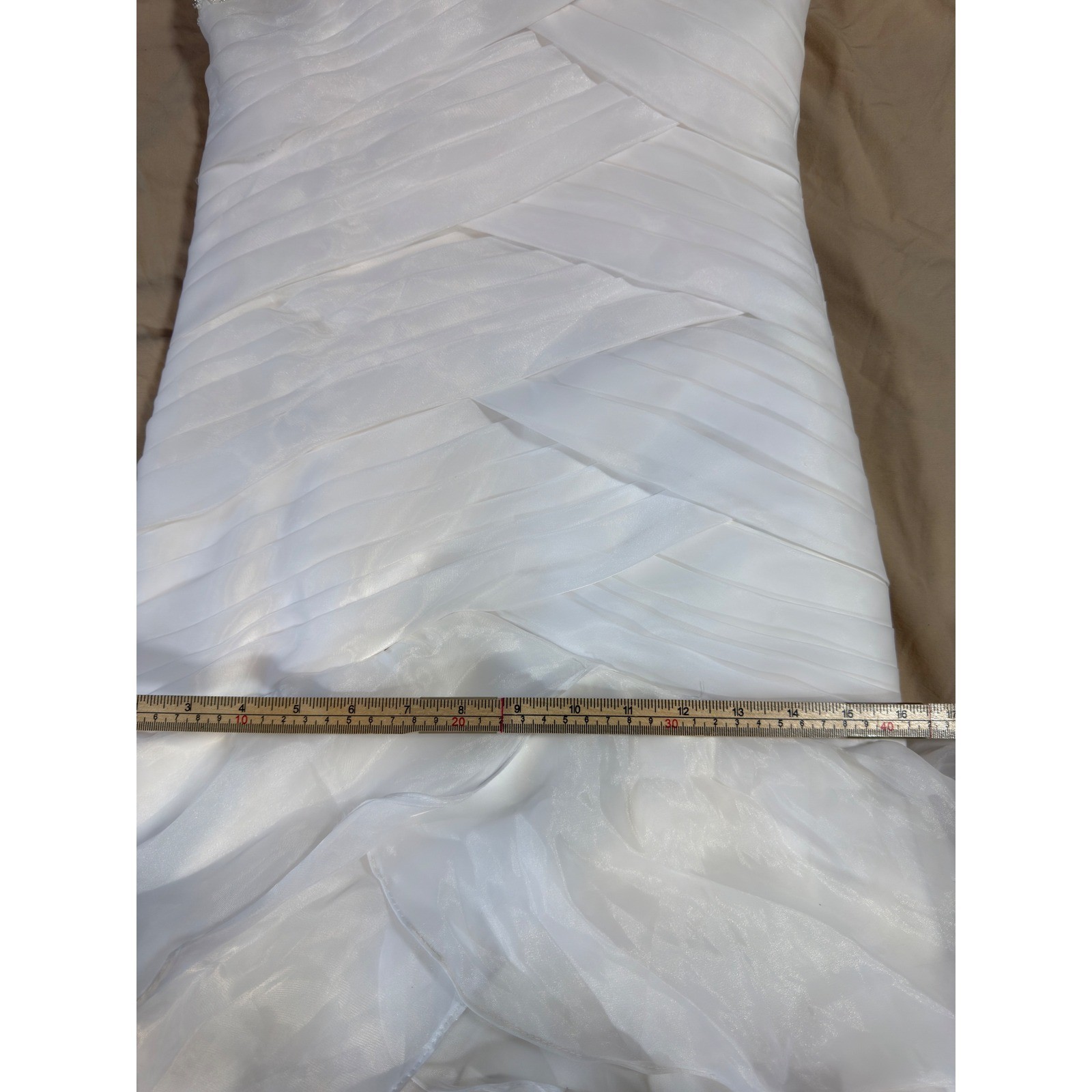 Organza Wedding Gown Women Size 4 White Beaded Ruffle Mermaid Strapless