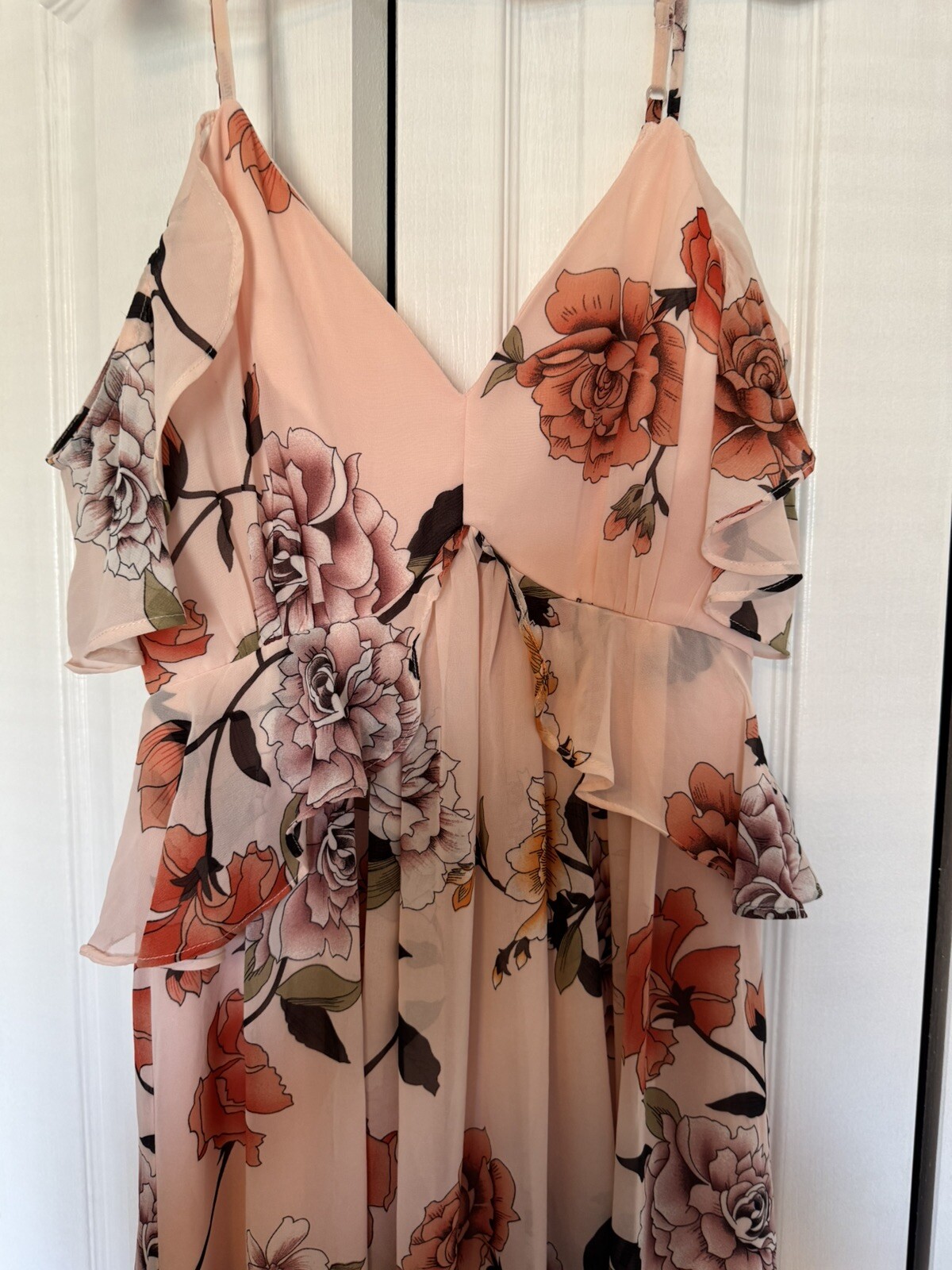 Lulus Pink Floral Midi Wedding Guest, Wedding Shower, Formal Event Dress Size XS