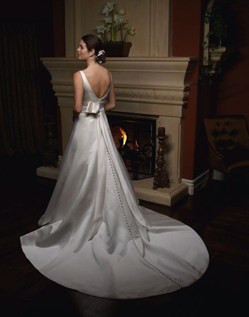 Casablanca Bridal White Satin Beaded Wedding Dress Gown Size 14 $855