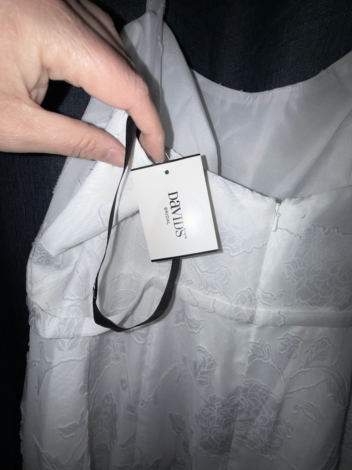 David’s Bridal Soft White Spaghetti Strap Jacquard A-Line Dress 18W NWT