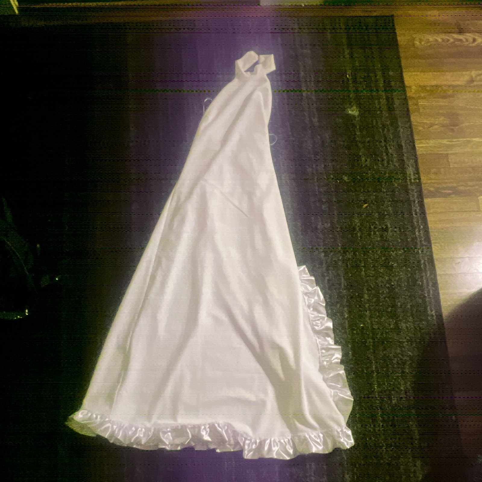 Lulu White Halter Wedding Dress Custom Ruffles and Slit Size Medium Pre-Owned