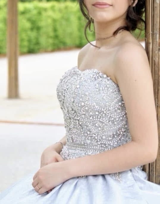 Sweetheart Beaded Sleeveless Princess Ball Gown Wedding Dress White/Silver