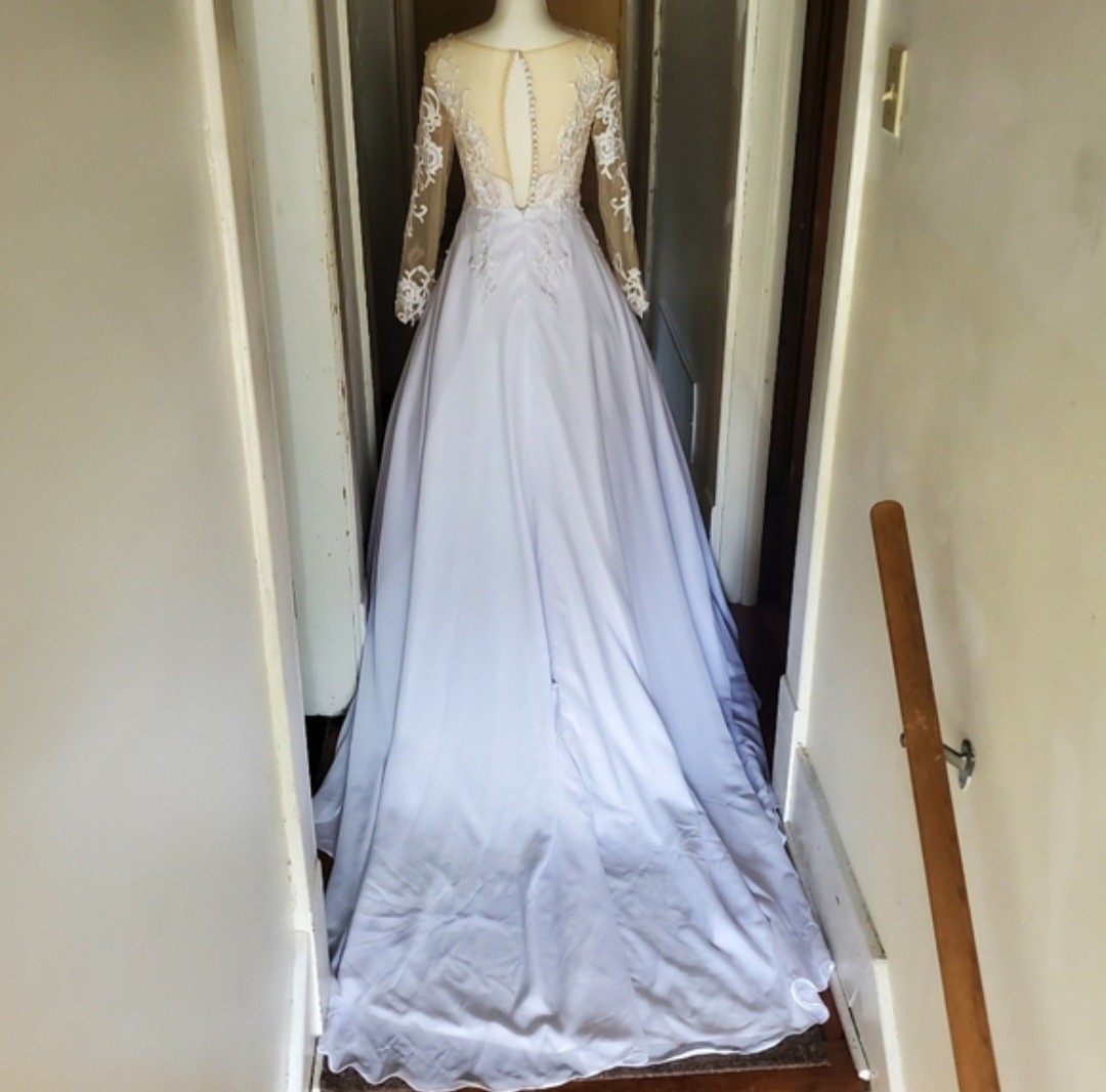 Flowing A-Line Illusion Wedding Dress