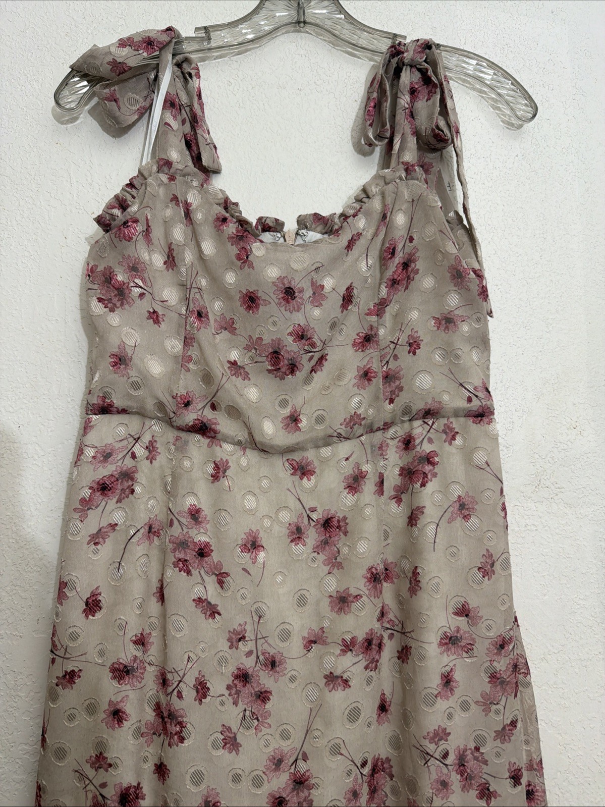 Lulus Pink Floral Midi With OverlayCottage Core Fairy Core FlowyWhimsical.