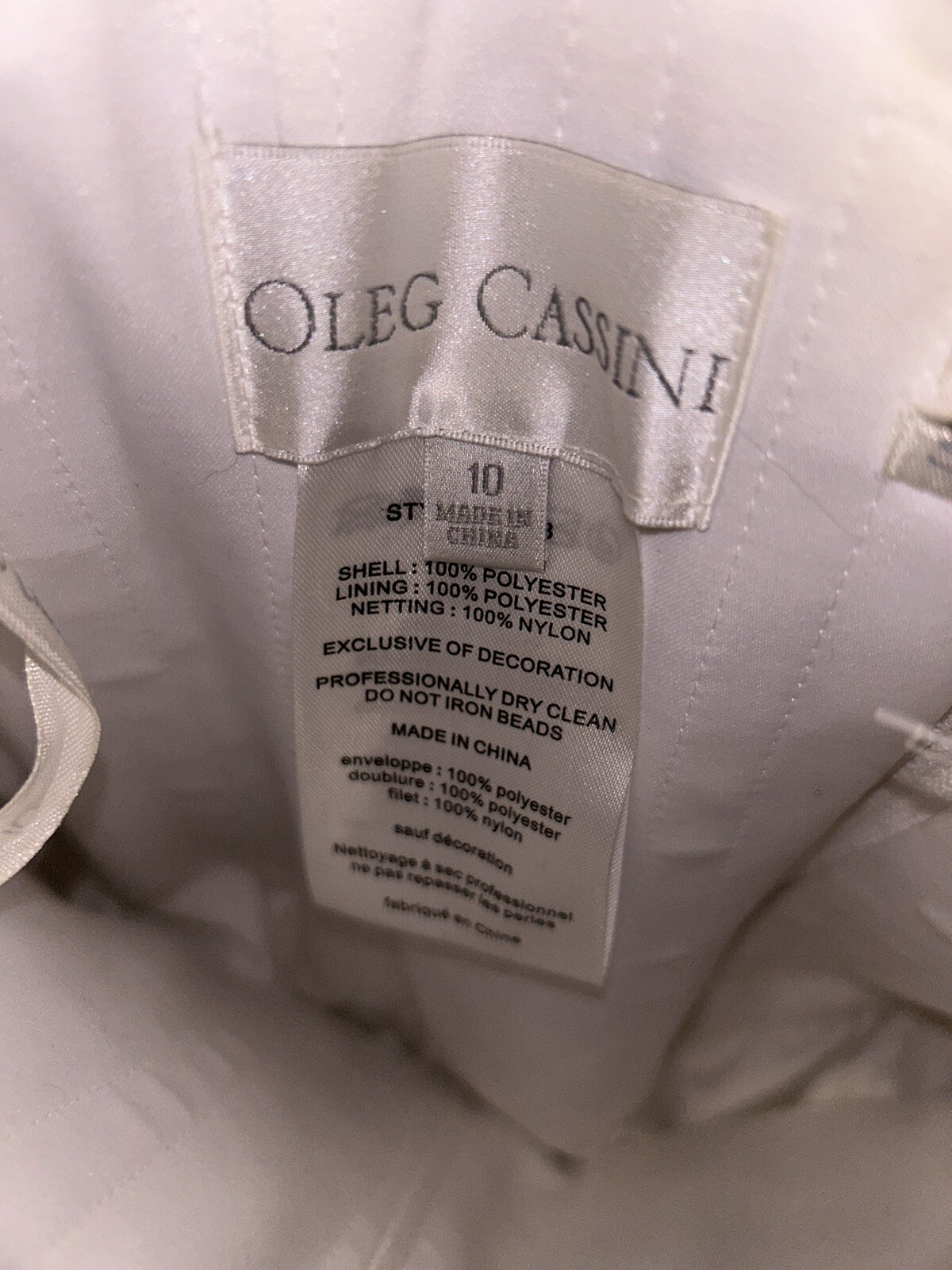 OLEG CASSINI STRAPLESS STN BD EMRD BOD BD WEDDING DRESS NWT Size 10