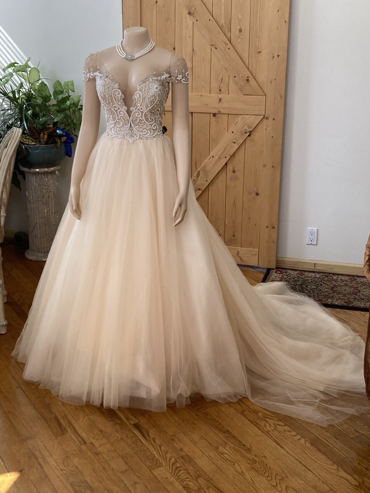 ASHLEY JUSTIN 10417 Bridal Gown Wedding Dress Size 10 NUDE 4702127