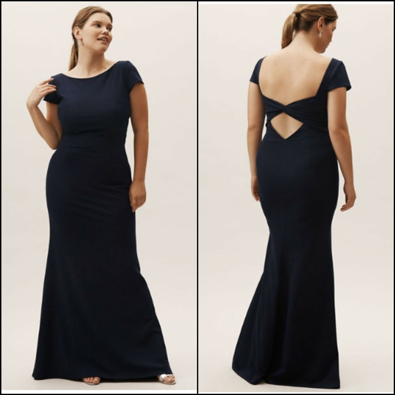 BHLDN Madison Maxi Dress Gown by Katie May Size 20W Navy Blue $280