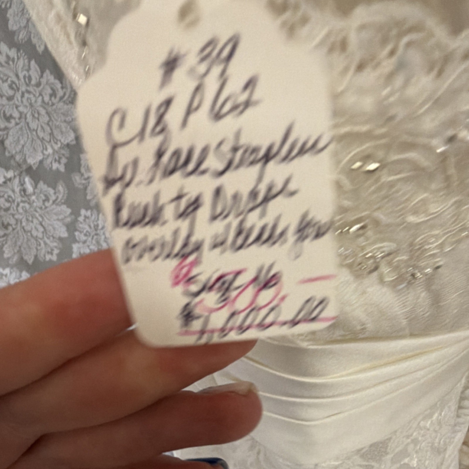 Mary’s Ivory Lace Beaded A-Line Wedding Dress Buttons Back Size 16 Lot#6