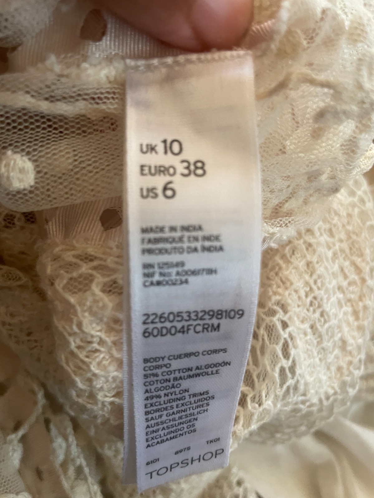 Top Shop Kate Moss Lace Crochet IVORY Maxi Wedding Dress | Size 10