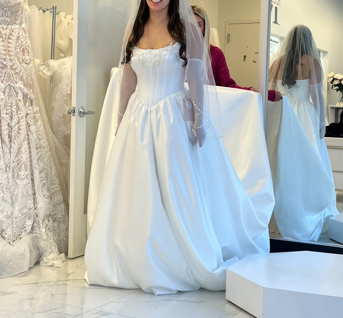 Wedding Gala Dress White Satin Strapless Bridal Gown Size 10 New with Tags