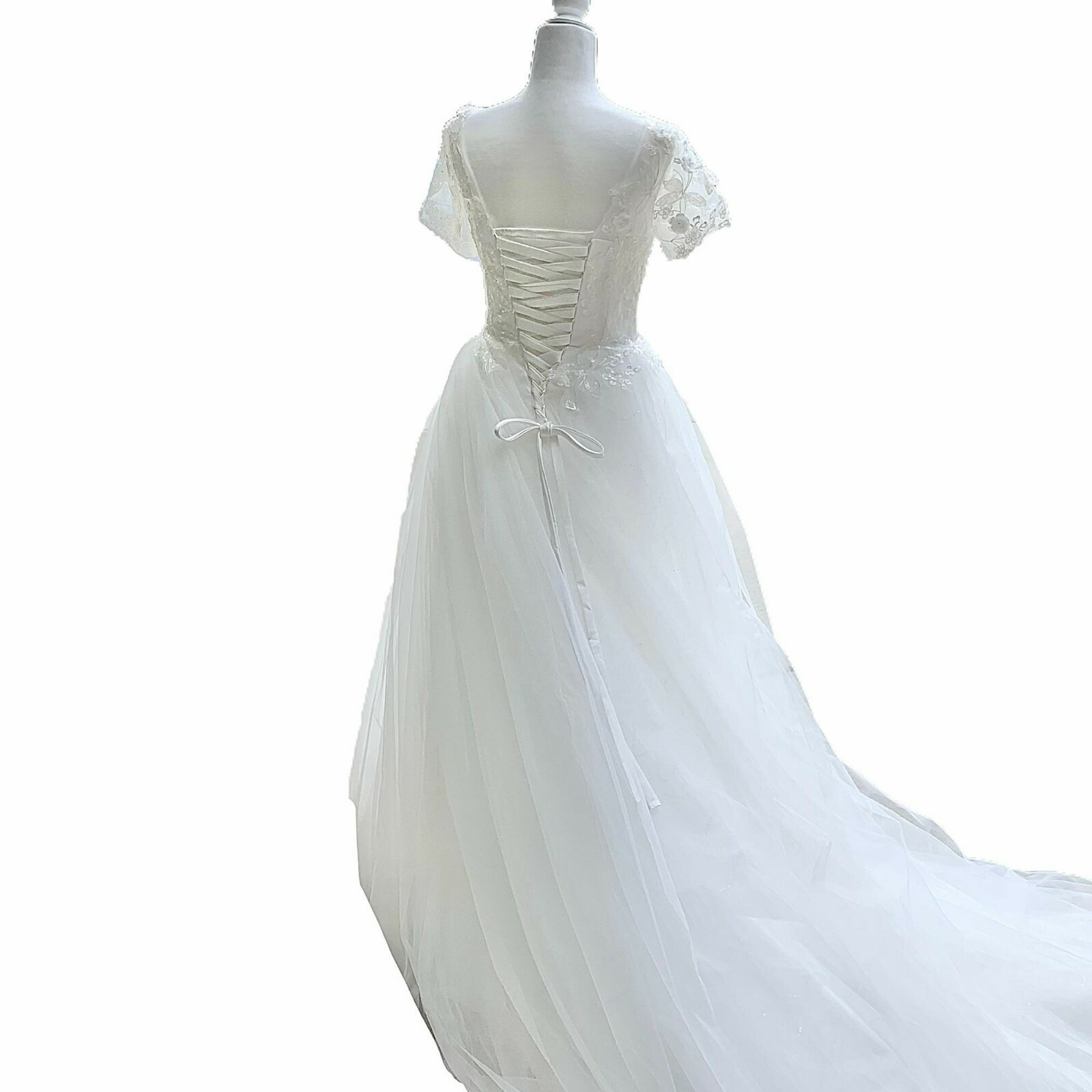 Handmade Lace Applique Tulle A-Line Wedding Dress Size 2