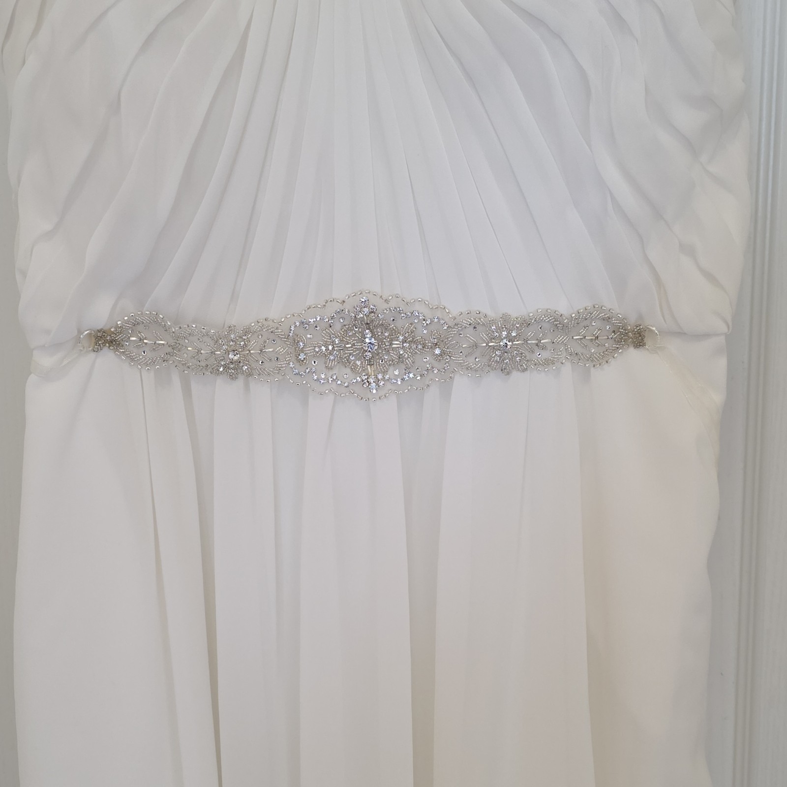 Ivory/Off White Chiffon A-Line Full-Length Wedding Dress| Kalani K| Size 20