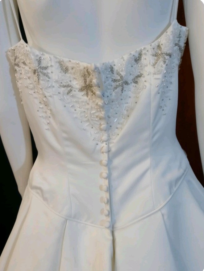 Ashley Jordan Wedding Dress Size 14 Satin Full Skirt Semi Cathedral Train SALE!