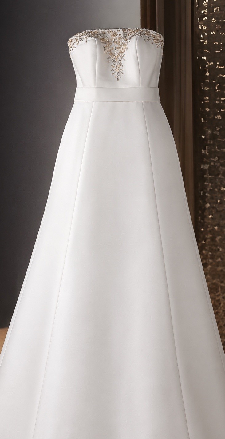 Casablanca Bridal Satin A-Line Wedding Dress Sweetheart Beaded Button Back Size