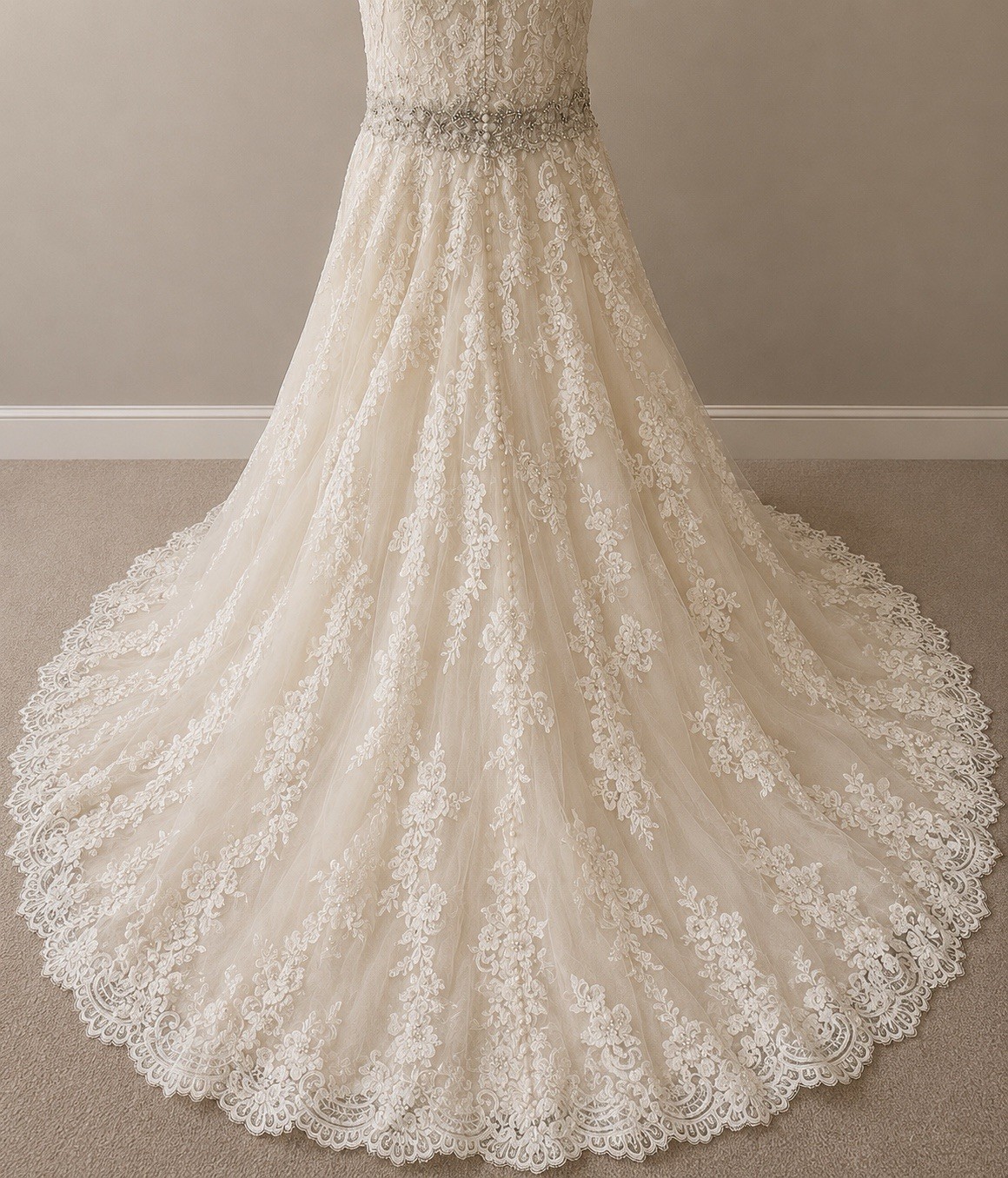 Allure Bridals Strapless Mermaid Wedding Dress Champagne Ivory Beaded Lace
