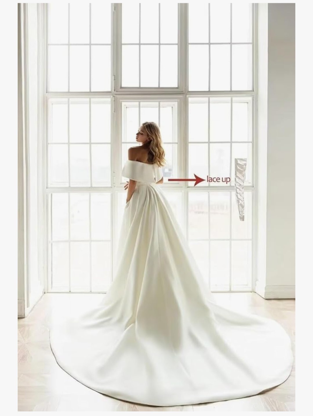 Off Shoulder Mermaid Wedding Dress Backless Pleats Sweep Train Satin Size 4