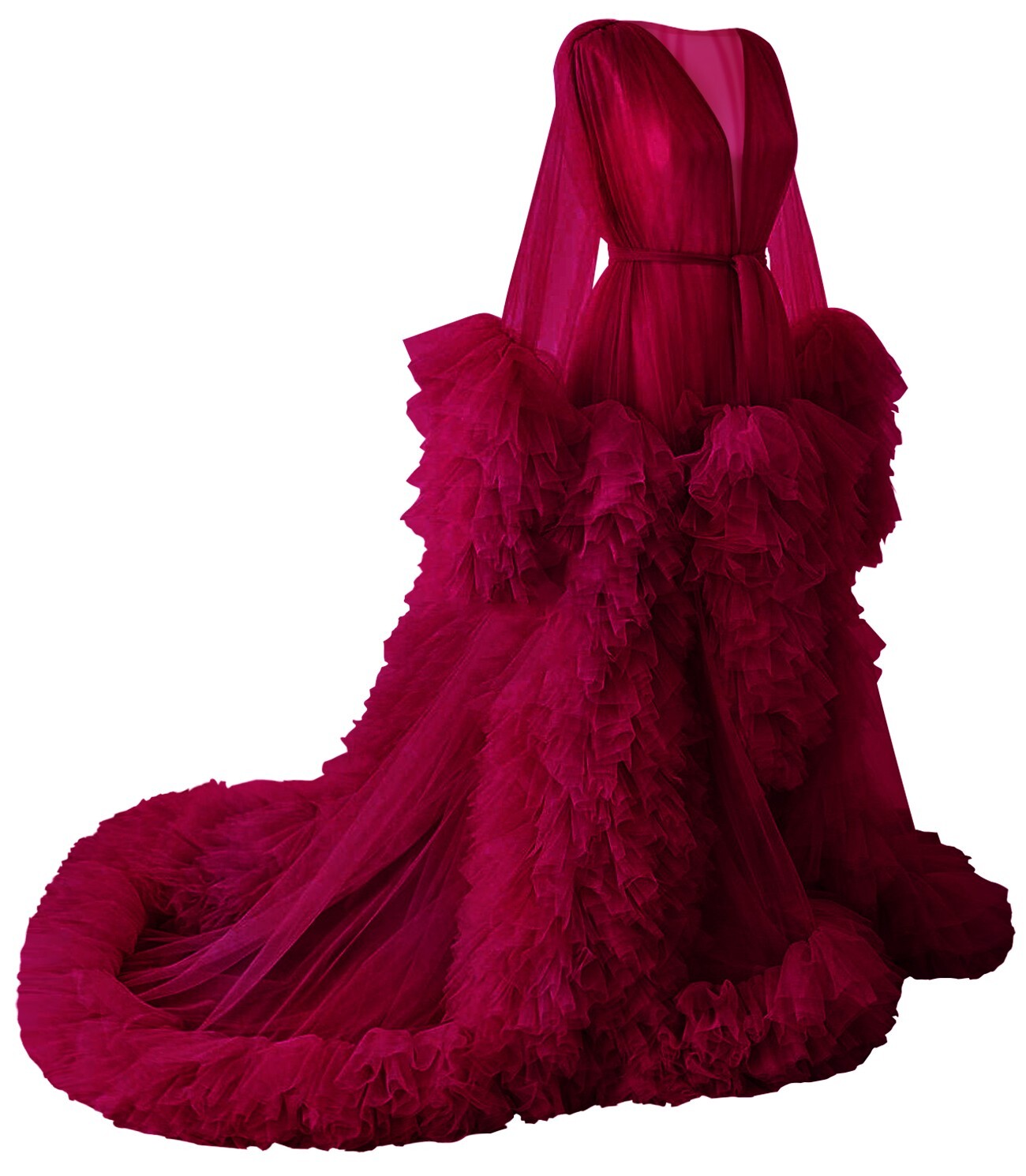 Tulle Robe Lingerie Bridal Dressing Gown Puffy Nightgown Photoshoot Sleepwear