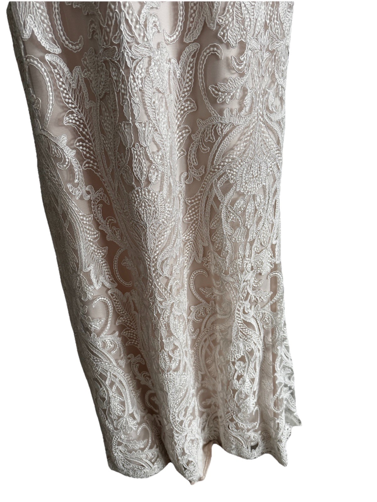 NEW Tadashi shoji gown dress Wedding Bridal All Lace Long +Train Ivory White 8
