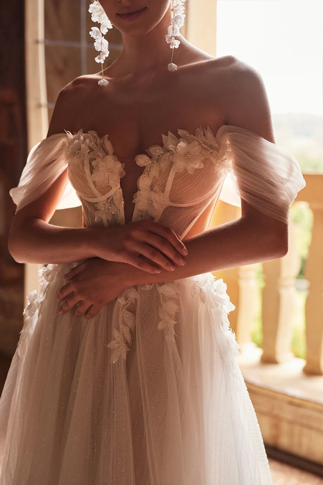 2026 Attractive Wedding Dress Ball Gown Ivory Champagne off-Träger 2-28W Glitter