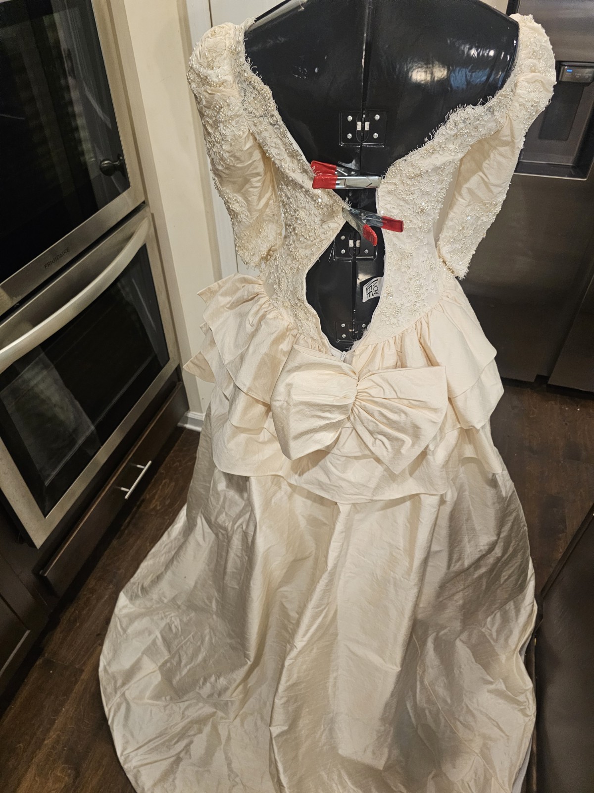 MoriLee Champagne Silk Beaded Sequin Ballgown Wedding Dress 4